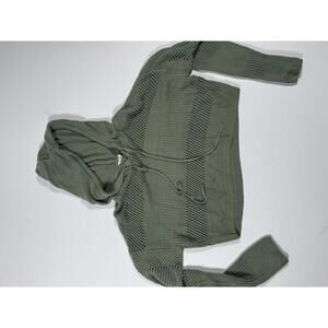 Garage Green Cropped Knit Hoodie Sweater